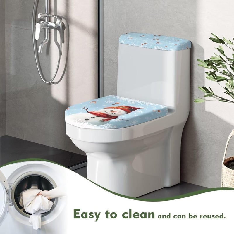 Kathyboom Christmas Snowman Notes Toilet Lid Cover Tank Lid Cover Toilet Seat Covers Bathroom Accessories Fit Most Round Elongated Oval Toilet Xmas Decorations for Home - Image 3